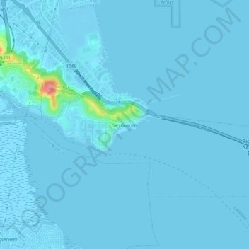 Mapa topográfico San Quentin, altitude, relevo