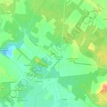 Mapa topográfico Orlut, altitude, relevo