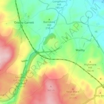 Mapa topográfico Smardale, altitude, relevo