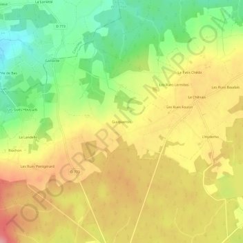 Mapa topográfico Guilguerois, altitude, relevo