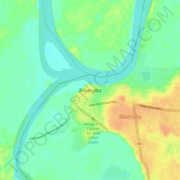 Mapa topográfico Riberalta, altitude, relevo