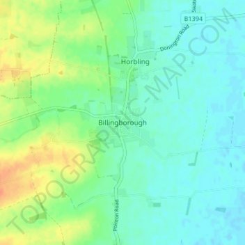 Mapa topográfico Billingborough, altitude, relevo