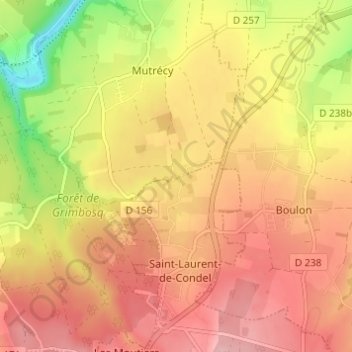 Mapa topográfico Les Huets, altitude, relevo