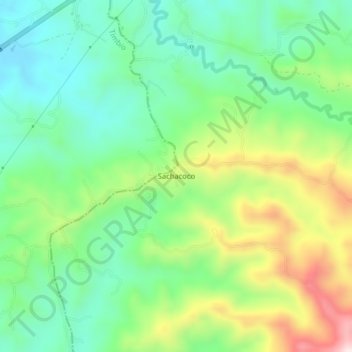 Mapa topográfico Sachacoco, altitude, relevo