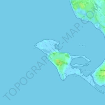 Mapa topográfico Thorø, altitude, relevo
