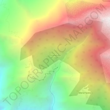 Mapa topográfico Raqaypata, altitude, relevo