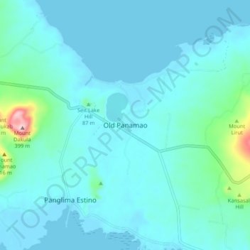 Mapa topográfico Old Panamao, altitude, relevo