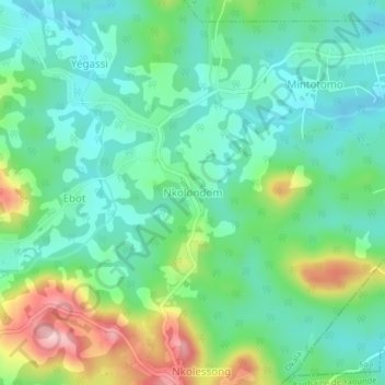 Mapa topográfico Nkolondom, altitude, relevo