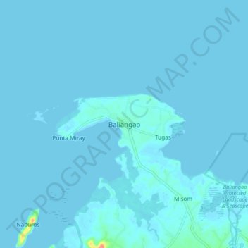 Mapa topográfico Baliangao, altitude, relevo