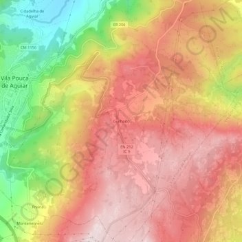 Mapa topográfico Guilhado, altitude, relevo