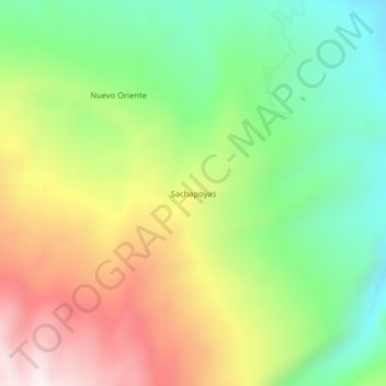 Mapa topográfico Sachapoyas, altitude, relevo