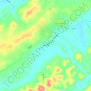 Mapa topográfico McMahan, altitude, relevo