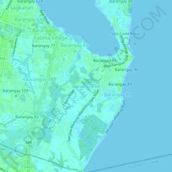 Mapa topográfico Barangay 84, altitude, relevo