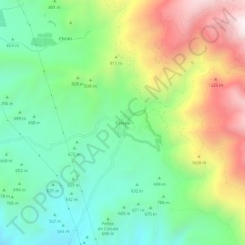 Mapa topográfico Castala, altitude, relevo