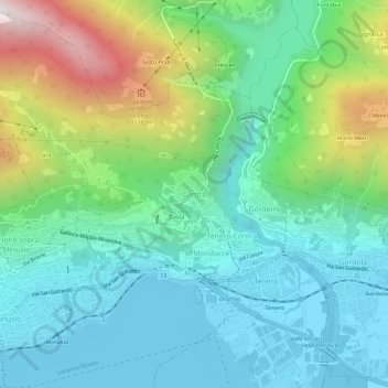 Mapa topográfico Contra, altitude, relevo