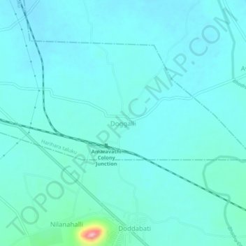 Mapa topográfico Doggalli, altitude, relevo