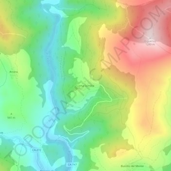 Mapa topográfico Loma Somera, altitude, relevo