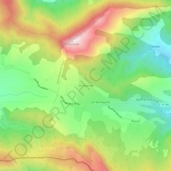 Mapa topográfico Les Bascous, altitude, relevo