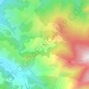 Mapa topográfico Croquié, altitude, relevo