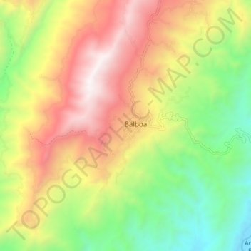 Mapa topográfico Balboa, altitude, relevo