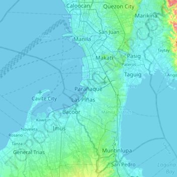 Mapa topográfico Parañaque, altitude, relevo