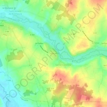 Mapa topográfico Le Picote, altitude, relevo