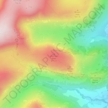 Mapa topográfico Sheffield Pike, altitude, relevo