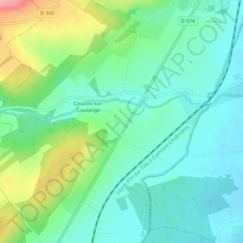 Mapa topográfico Combe de Vaux, altitude, relevo