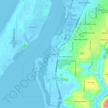 Mapa topográfico Bucksport, altitude, relevo