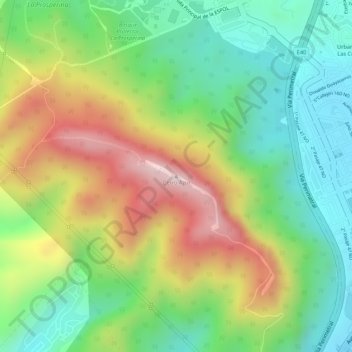 Mapa topográfico Cerro Azul, altitude, relevo