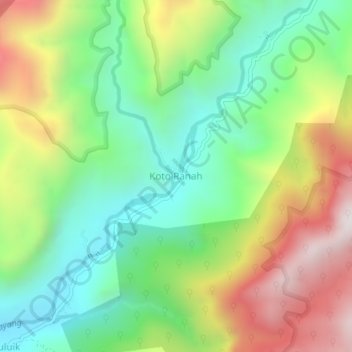 Mapa topográfico Koto Ranah, altitude, relevo