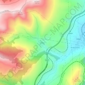 Mapa topográfico Pujayo, altitude, relevo