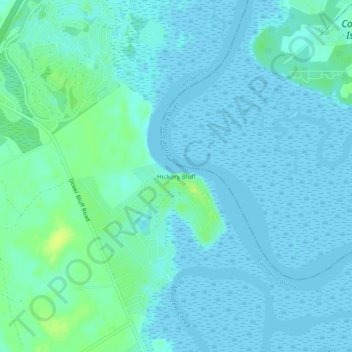 Mapa topográfico Hickory Bluff, altitude, relevo