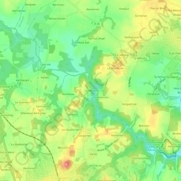 Mapa topográfico Le Verger, altitude, relevo