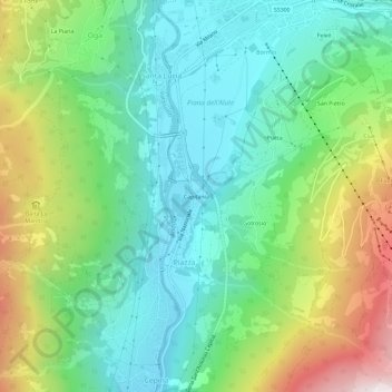 Mapa topográfico Capitania, altitude, relevo