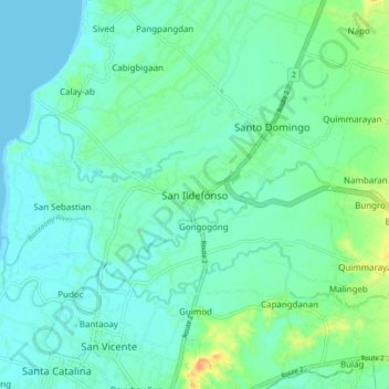Mapa topográfico San Ildefonso, altitude, relevo