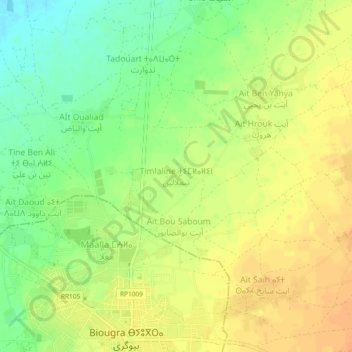 Mapa topográfico Timlaline, altitude, relevo