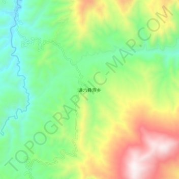 Mapa topográfico 谦六彝族乡, altitude, relevo