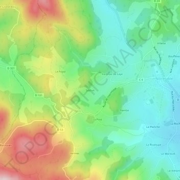 Mapa topográfico Seytive, altitude, relevo