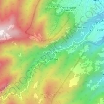 Mapa topográfico Segundo Dinamo, altitude, relevo