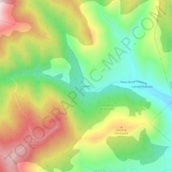 Mapa topográfico Diustes, altitude, relevo