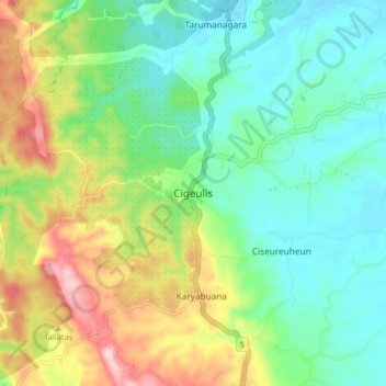 Mapa topográfico Cigeulis, altitude, relevo
