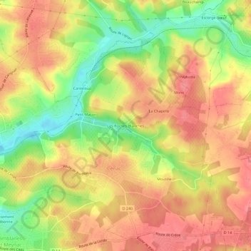 Mapa topográfico Les Roches Blanches, altitude, relevo