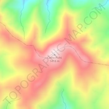 Mapa topográfico Cerro Pichi, altitude, relevo