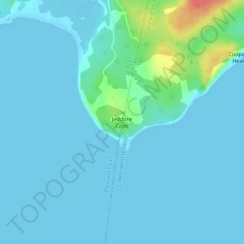 Mapa topográfico Jeddore Cape, altitude, relevo