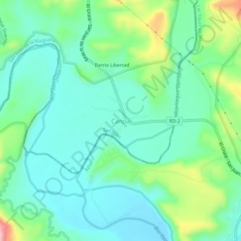 Mapa topográfico Canoa, altitude, relevo
