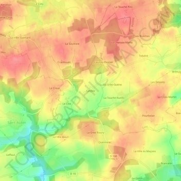 Mapa topográfico Catillez, altitude, relevo