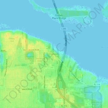 Mapa topográfico Gilmore, altitude, relevo