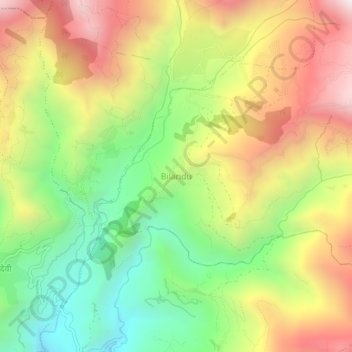Mapa topográfico Bilandu, altitude, relevo
