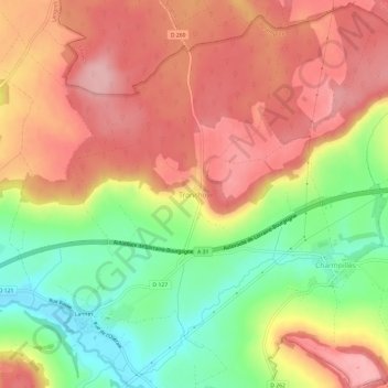 Mapa topográfico Tronchoy, altitude, relevo